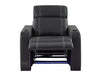 Electric Recliner Chair in Black Real Leather With White Stitching + Cup Holders + LED Light - Rimini