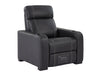 Electric Recliner Chair in Black Real Leather With White Stitching + Cup Holders + LED Light - Rimini