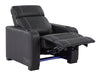 Electric Recliner Chair in Black Real Leather With White Stitching + Cup Holders + LED Light - Rimini