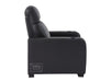 Electric Recliner Chair in Black Real Leather With White Stitching + Cup Holders + LED Light - Rimini