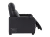 Electric Recliner Chair in Black Real Leather With White Stitching + Cup Holders + LED Light - Rimini