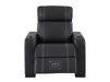 Electric Recliner Chair in Black Real Leather With White Stitching + Cup Holders + LED Light - Rimini