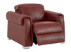 1 Seat Electric Recliner Chair Home Cinema Sofa | Real Leather Chair In Red + Adjustable Headrest + USB Charging Port + Power Reclining | Turin | The Sofa Shop