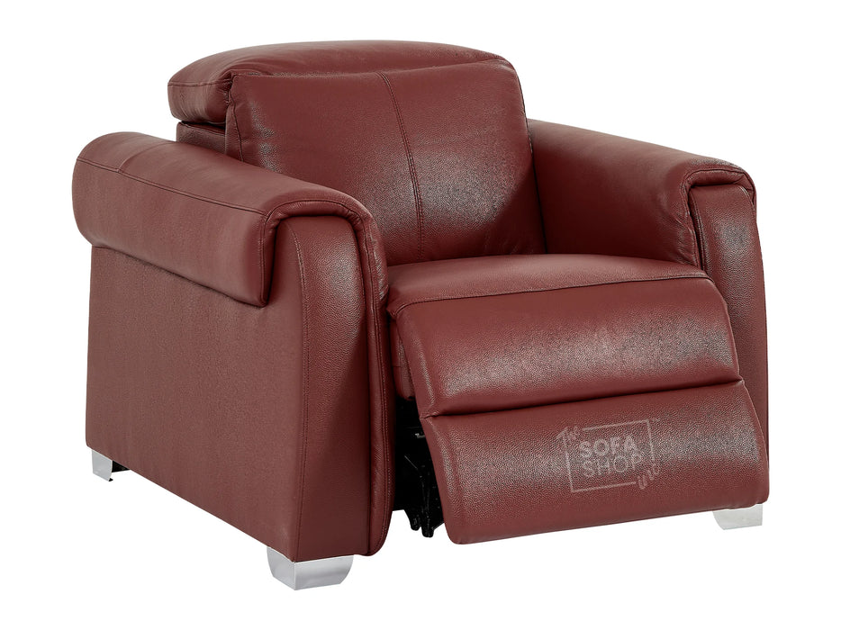 3+2+1 Real Leather Recliner Cinema Sofa Suite | Electric Couch Set in Red With Wireless Charger, USB & Cup Holders | Turin | The Sofa Shop