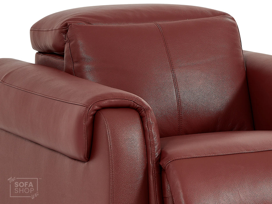 1 Seat Electric Recliner Chair Home Cinema Sofa | Real Leather Chair In Red + Adjustable Headrest + USB Charging Port + Power Reclining | Turin | The Sofa Shop