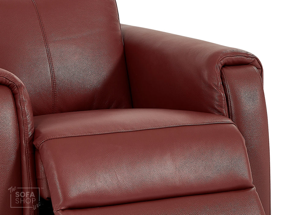 1 Seat Electric Recliner Chair Home Cinema Sofa | Real Leather Chair In Red + Adjustable Headrest + USB Charging Port + Power Reclining | Turin | The Sofa Shop