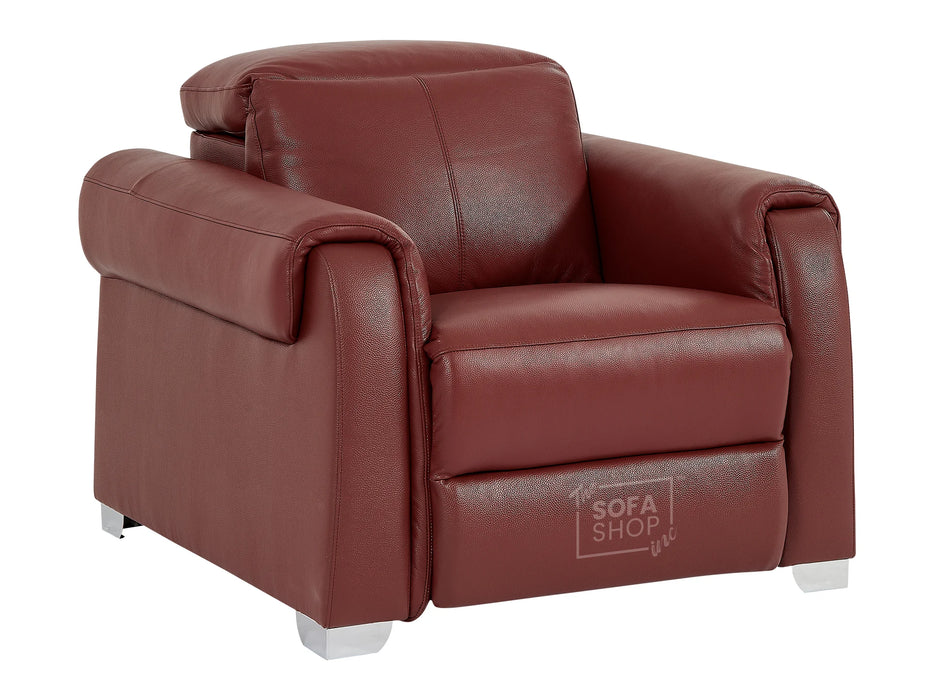 3+2+1 Real Leather Recliner Cinema Sofa Suite | Electric Couch Set in Red With Wireless Charger, USB & Cup Holders | Turin | The Sofa Shop