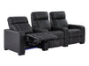 3+1 Electric Recliner Sofa Set Package in Black Real Leather With White Stitching, USB, Storage, and Electric Recliner Chair in Black Real Leather With White Stitching + Cup Holders + LED Light - Rimini- Rimini