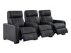 3+1 Electric Recliner Sofa Set Package in Black Real Leather With White Stitching, USB, Storage, and Electric Recliner Chair in Black Real Leather With White Stitching + Cup Holders + LED Light - Rimini- Rimini