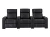 3+1 Electric Recliner Sofa Set Package in Black Real Leather With White Stitching, USB, Storage, and Electric Recliner Chair in Black Real Leather With White Stitching + Cup Holders + LED Light - Rimini- Rimini