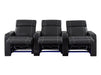 3+1 Electric Recliner Sofa Set Package in Black Real Leather With White Stitching, USB, Storage, and Electric Recliner Chair in Black Real Leather With White Stitching + Cup Holders + LED Light - Rimini- Rimini