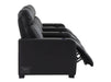 3+1 Electric Recliner Sofa Set Package in Black Real Leather With White Stitching, USB, Storage, and Electric Recliner Chair in Black Real Leather With White Stitching + Cup Holders + LED Light - Rimini- Rimini