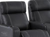 Electric Recliner Cinema Sofa 3 Seater in Black Real Leather with White Stitching, USB Ports, Cup Holders - Rimini