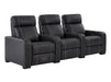 3+1 Electric Recliner Sofa Set Package in Black Real Leather With White Stitching, USB, Storage, and Electric Recliner Chair in Black Real Leather With White Stitching + Cup Holders + LED Light - Rimini- Rimini