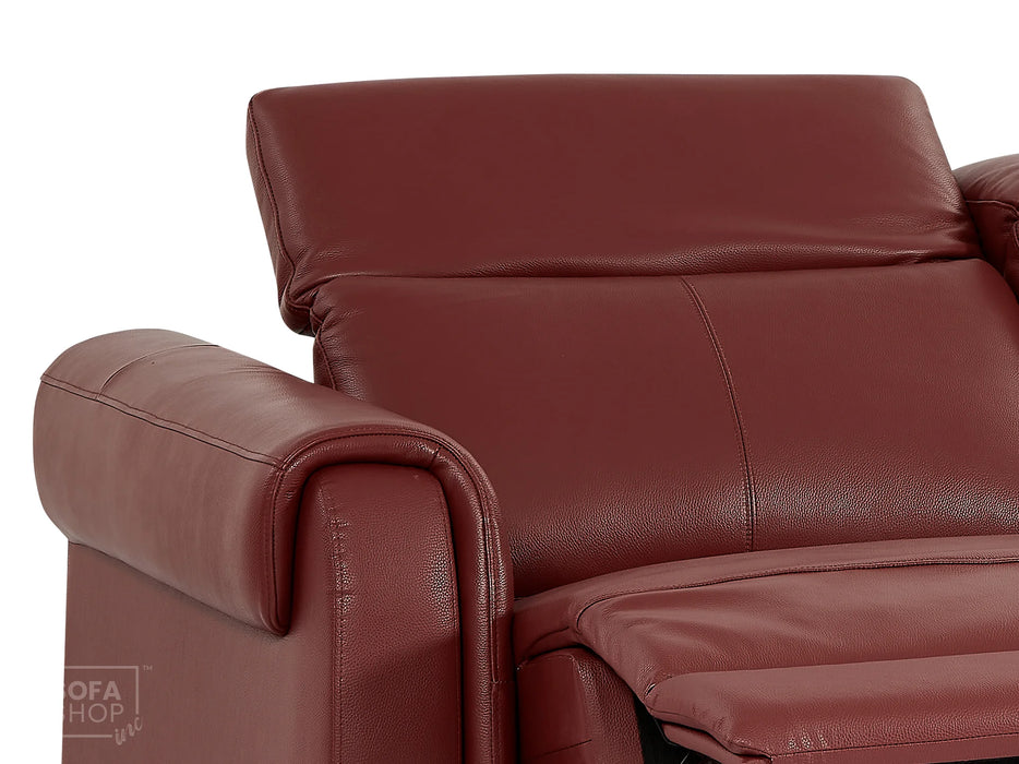 3 Seat Electric Recliner Home Cinema Theatre Sofa | Real Leather Couch In Red + Power Seats + USB Ports + Adjustable Headrests | Turin | The Sofa Shop