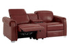 2 Seat Electric Recliner Home Cinema Theatre Sofa | Real Leather Couch in Red + Black Cup Holders + Power Headrests + USB + Console | Turin | Sofa Shop