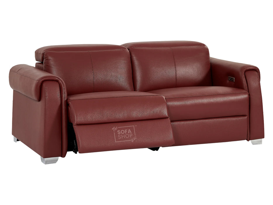 3+1 Electric Recliner Sofa Set | Red Genuine Leather Smart Sofa Suite with Power Headrests & USB Charging Ports | Turin | The Sofa Shop