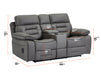 2+1 Electric Recliner Sofa Set inc. Cinema Seat in Grey Resilience Fabric. 2 Piece Cinema Sofa With LED Cup Holders & Usb Ports & Storage - Tuscany