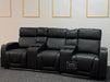 Venice Series One 3 Seater Electric Recliner Sofa & Cinema Seats Smart Cinema Sofa With Power, Massage & Console in Black Leather Aire - Minor Dent, Leather Creases & Ears are Missing - Second Hand Sofas 176