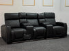 Venice Series One 3 Seater Electric Recliner Sofa & Cinema Seats Smart Cinema Sofa With Power, Massage & Console in Black Leather Aire - Minor Dent, Leather Creases & Ears are Missing - Second Hand Sofas 176