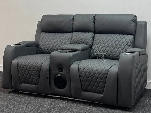 Venice 2 Seater Electric Recliner Sofa & Cinema Seats Smart Cinema Sofa  Grey Leather - Not Used But Massage Not Working - Ex Display Sofas 184