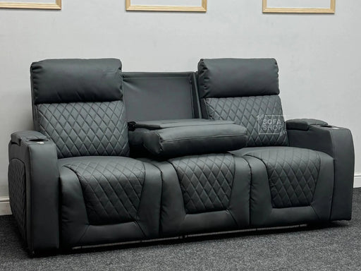 Venice Series Two 3 Seater Electric Recliner Sofa in Grey Leather Aire - Ex Display Sofa - Missing Ears - Second Hand Sofas 191