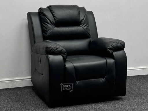 Veneto Electric Recliner Chair in Black Leather with USB Port - Back Has Been Scraped - Second Hand Sofa 192