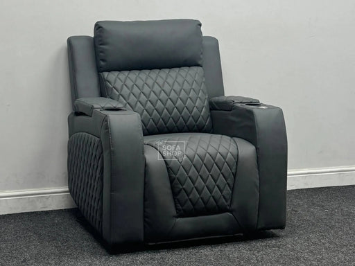 Venice Series One Recliner Cinema Chairs In Grey Leather - Back Has a Scrape - Second Hand Sofas 193