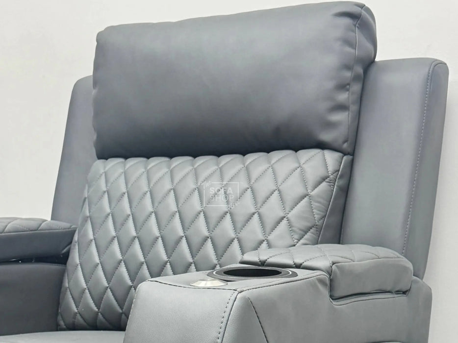 Venice Series One Recliner Cinema Chairs In Grey Leather - Back Has a Scrape - Second Hand Sofas 193