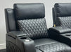 Venice Series One 3 Seater Electric Recliner Sofa & Cinema Seats Smart Cinema Sofa With Massage in Black Leather Aire - Missing Console Backrest - Ex Display Sofas 210