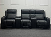 Venice Series One 3 Seater Electric Recliner Sofa & Cinema Seats Smart Cinema Sofa With Massage in Black Leather Aire - Missing Console Backrest - Ex Display Sofas 210