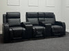 Venice Series One 3 Seater Electric Recliner Sofa & Cinema Seats Smart Cinema Sofa With Massage in Black Leather Aire - Missing Console Backrest - Ex Display Sofas 210