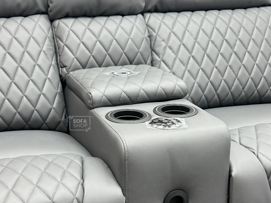 Venice Series One 2 Seater Electric Recliner Smart Cinema Sofa In Grey Leather - New Sofa Has a Tiny Hole - Second Hand Sofas 211