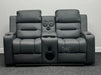 Siena 2 Seater Electric Recliner Sofa & Cinema Seats in Grey Leather - Small Burn Mark- Second hand sofas 213