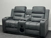 Siena 2 Seater Electric Recliner Sofa & Cinema Seats in Grey Leather - Small Burn Mark- Second hand sofas 213