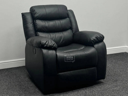 Sortino Electric Recliner Chair in Black Leather with USB Port - Second Hand Chairs 223