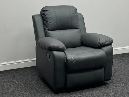 Trento Grey Leather Recliner Chair - Minor Rip - Second Hand Chairs 224