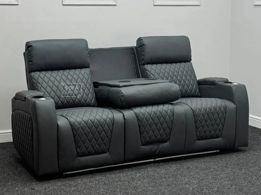 Venice Series Two 3 Seater Electric Recliner Sofa in Grey Leather - Missing Ears, Minor Scuff & Legrest Damage - Second Hand Sofas 228