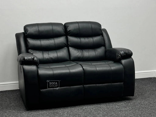 Sortino 2 Seater Leather Recliner Sofa in Black - Second Hand Sofas 264