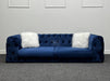 Sandringham 2 Seater Dark Blue Velvet Fabric Sofa with Pillows - Brand New Sample Sofas 276