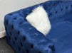 Sandringham 2 Seater Dark Blue Velvet Fabric Sofa with Pillows - Brand New Sample Sofas 276