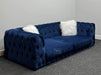 Sandringham 2 Seater Dark Blue Velvet Fabric Sofa with Pillows - Brand New Sample Sofas 276