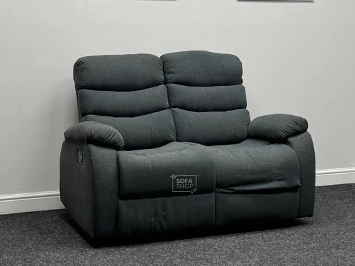 Sortino 2 Seater Fabric Recliner Sofa in Dark Grey - Missing Ears & Stitching On Legrest - Second Hand Sofas 279