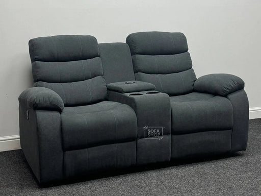 Chelsea 2 Seater Electric Recliner Sofa in Dark Grey Fabric with USB, Cup holders & Storage - Second Hand Sofas  245