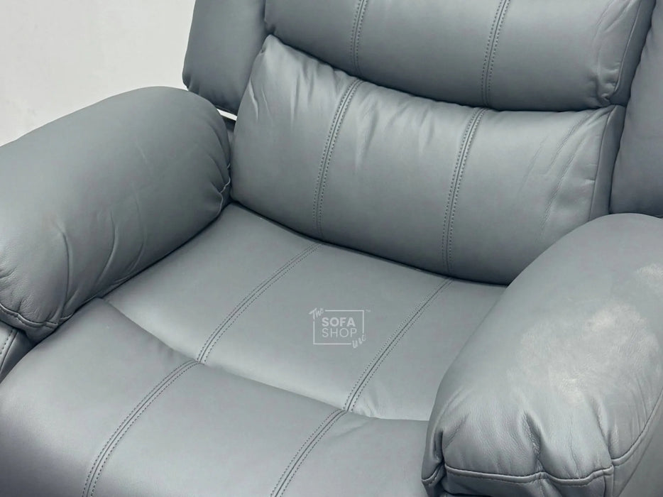 Sortino Manual  Recliner Chairs in Grey Leather - Minor Wear - Second Hand Sofas 194