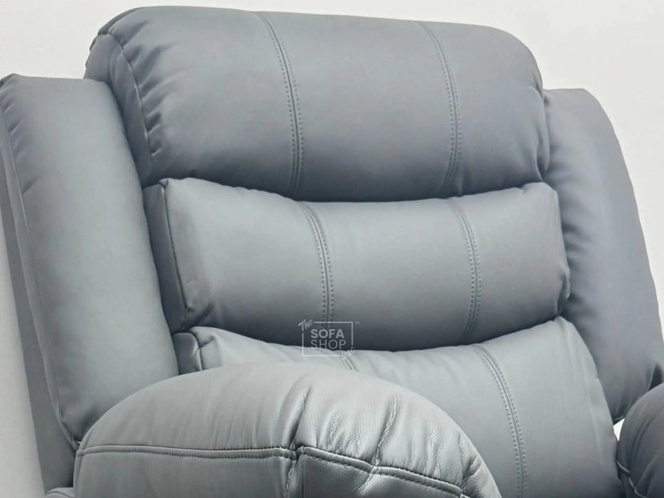 Sortino Manual  Recliner Chairs in Grey Leather - Minor Wear - Second Hand Sofas 194