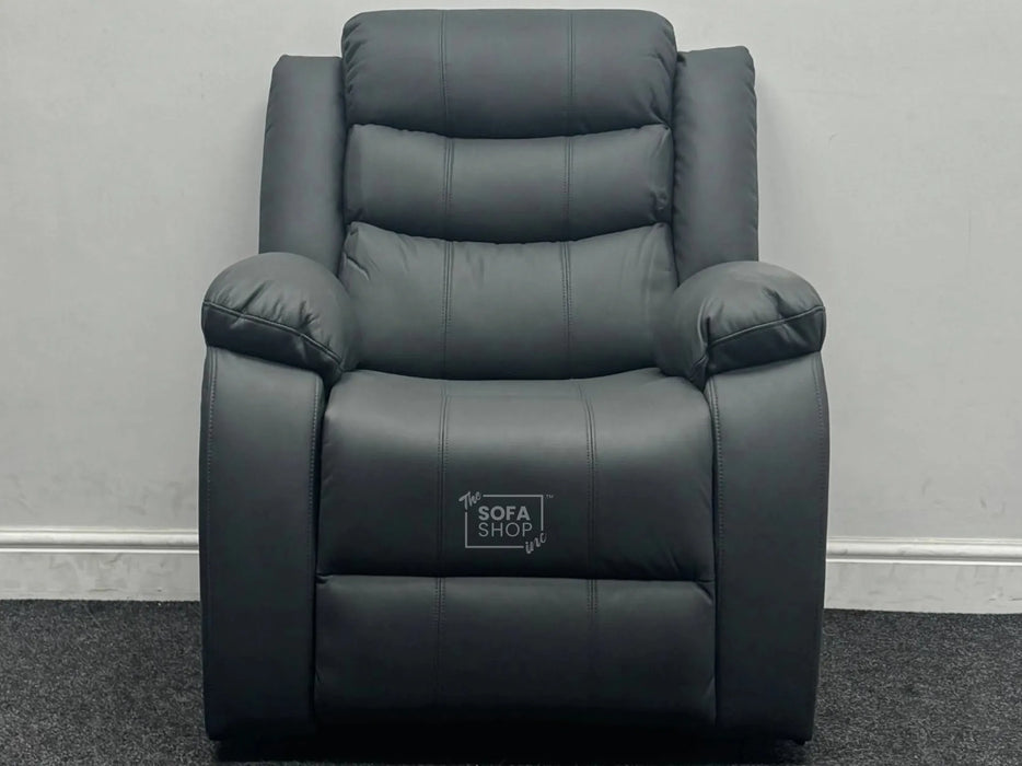 Sortino Manual  Recliner Chairs in Grey Leather - Minor Wear - Second Hand Sofas 194