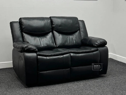 Highgate 2 Seater Black Leather Recliner Sofa - Second Hand Sofas 221