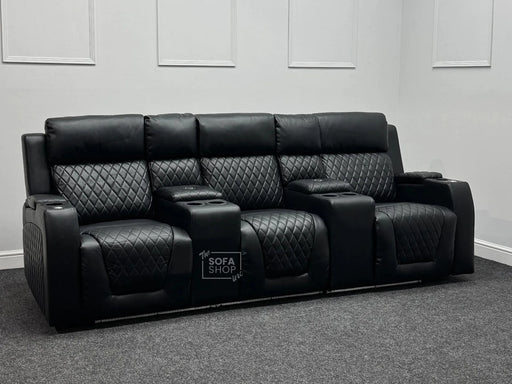 Venice Series One Electric Black Leather sofa 3 Seater Cinema Sofa - Ex Display Sofas 222