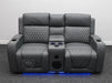 Venice Series One 2 Seater Electric Recliner Cinema Sofa in Grey Leather - Backrest Flap & Minor Panel Damage - Second Hand Sofa 312